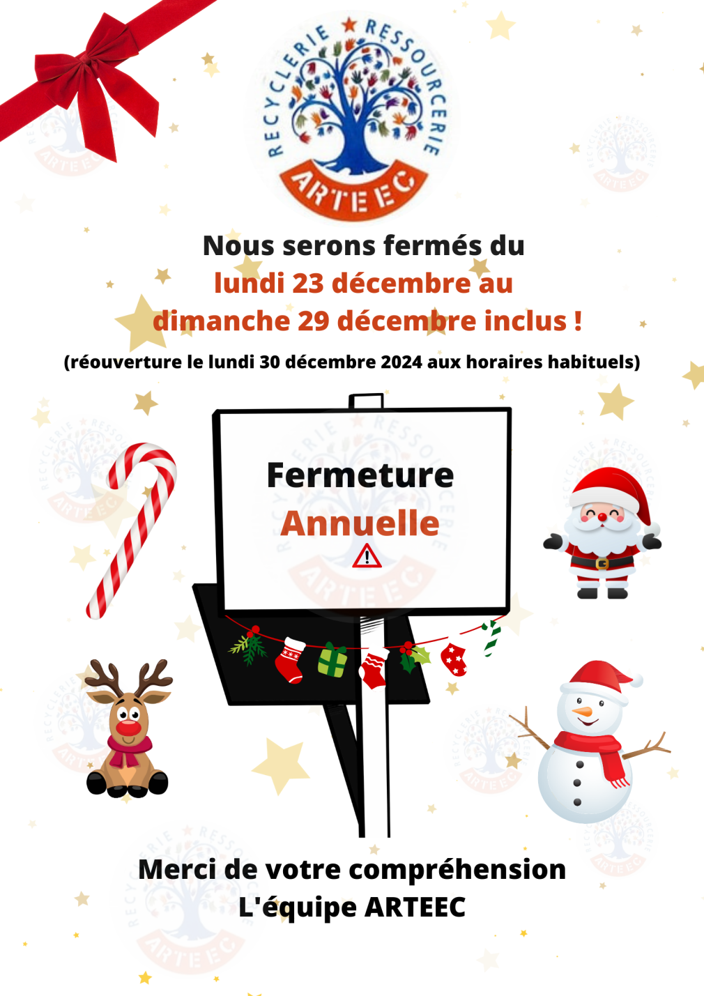 Fermeture annuelle noël