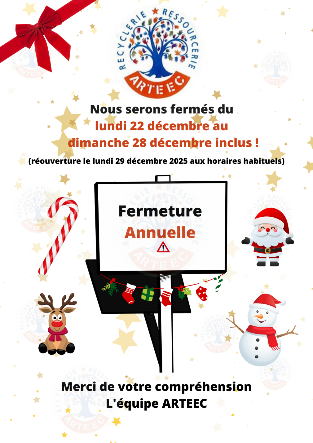 Fermeture annuelle noël 2025
